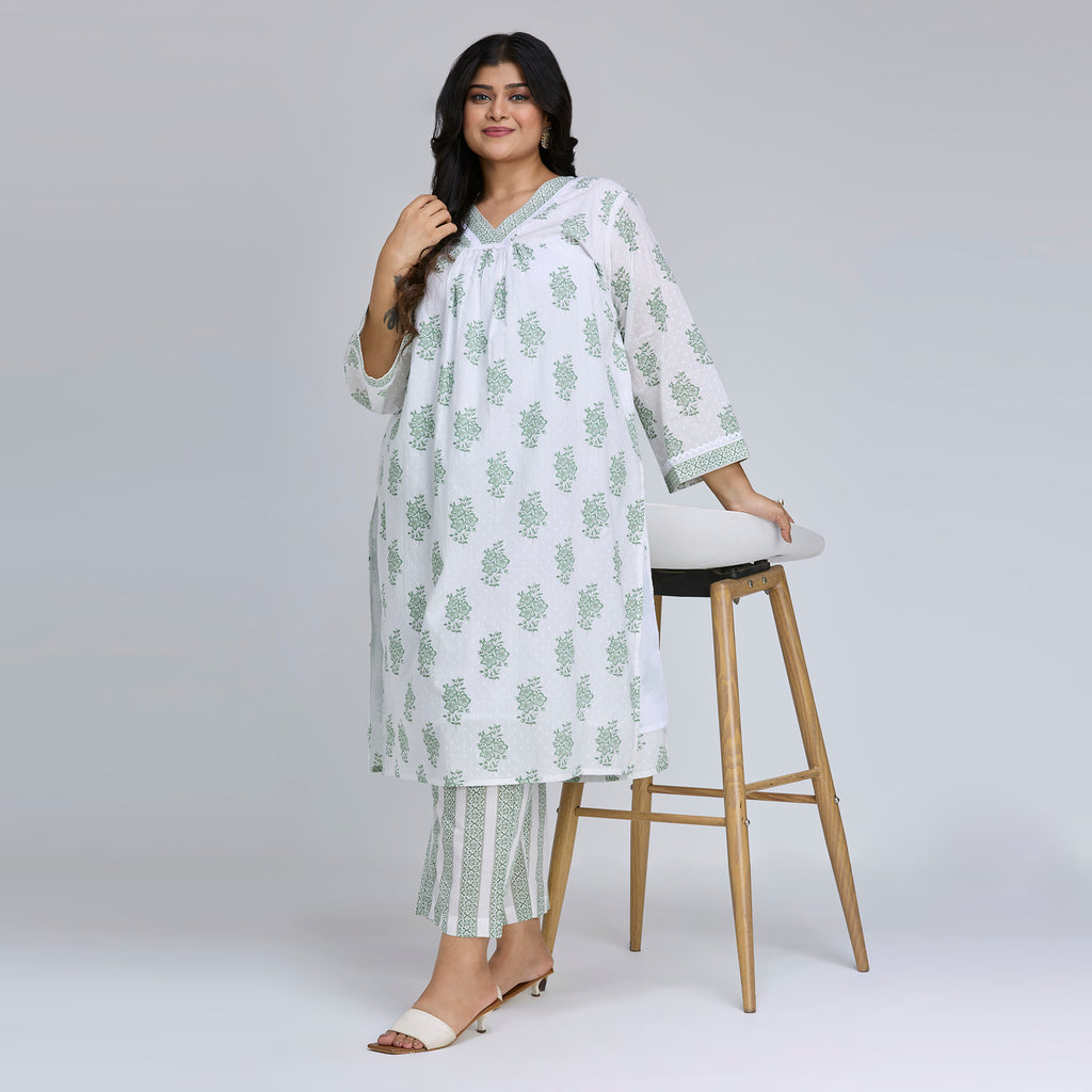 Plus Size Co-Ord Set | 2XL-8XL | 100% Cotton | White