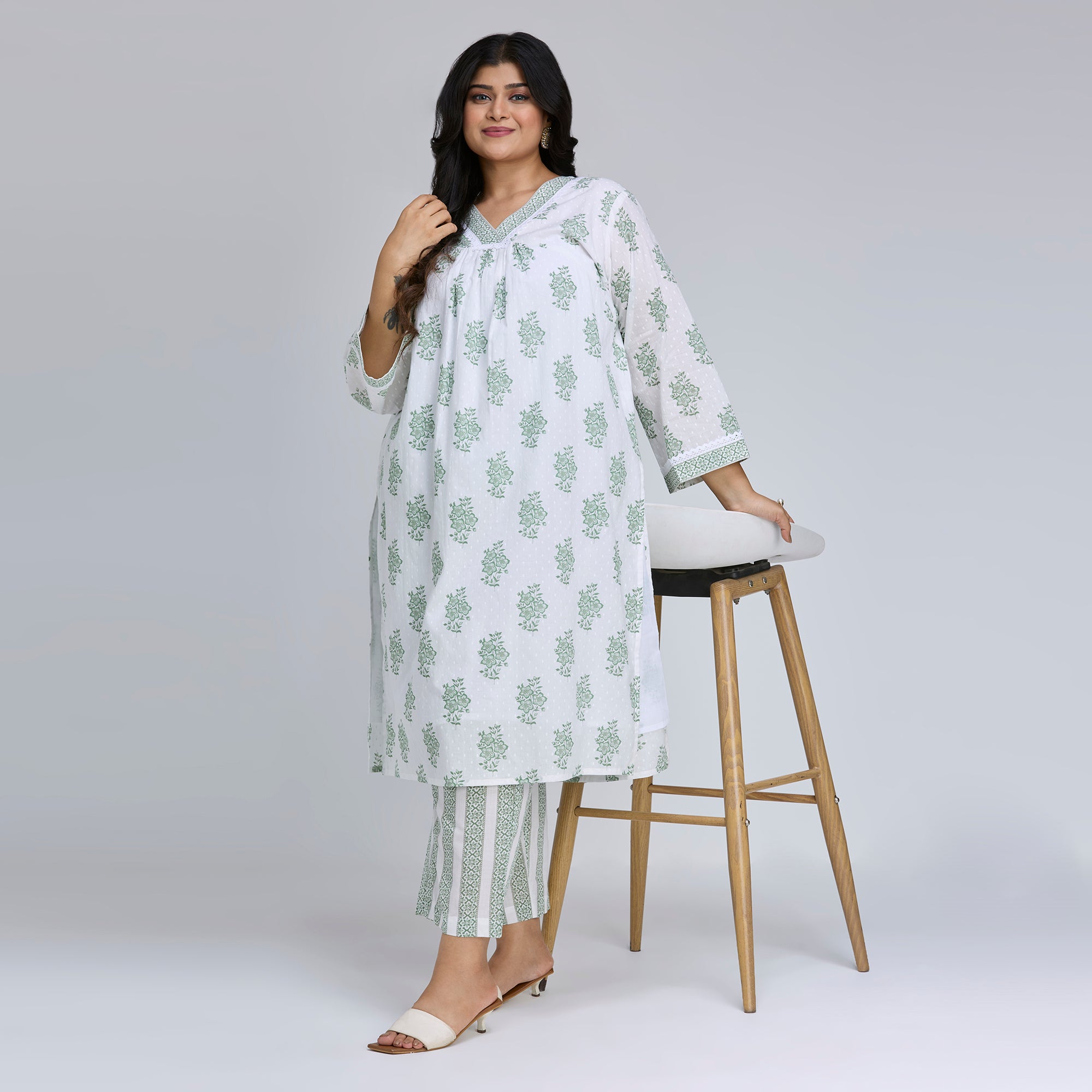 Plus Size Co-Ord Set | 2XL-8XL | 100% Cotton | White