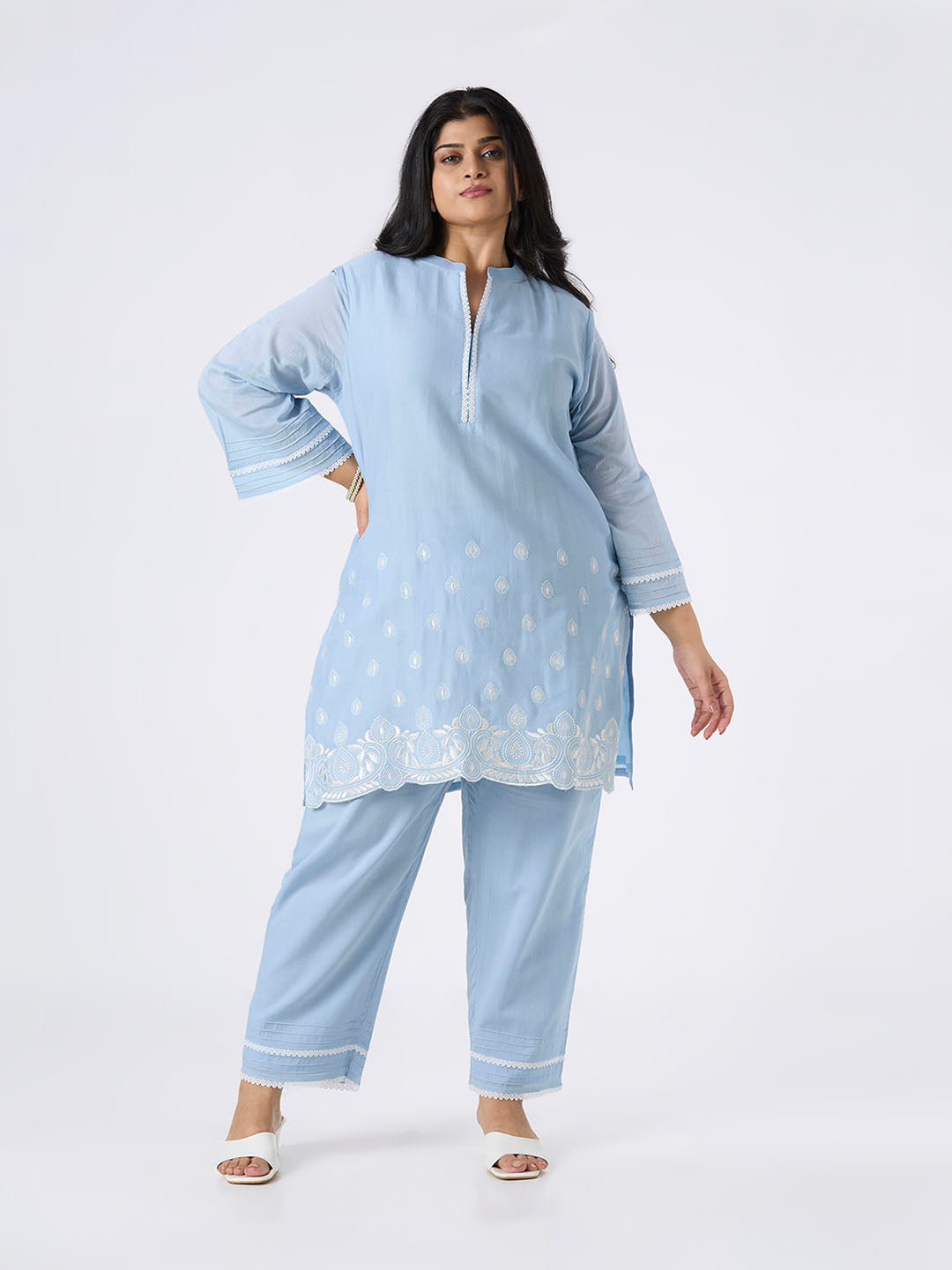Plus Size Co-Ord Set | 2XL-8XL | 100% Cotton | Powder Blue
