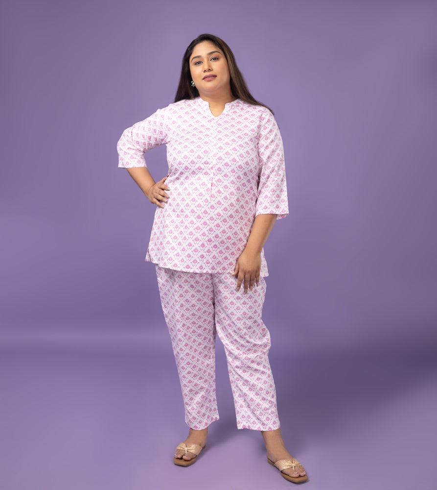 Plus Size Co-Ord Set | XL - 7XL | 100% Cotton | White