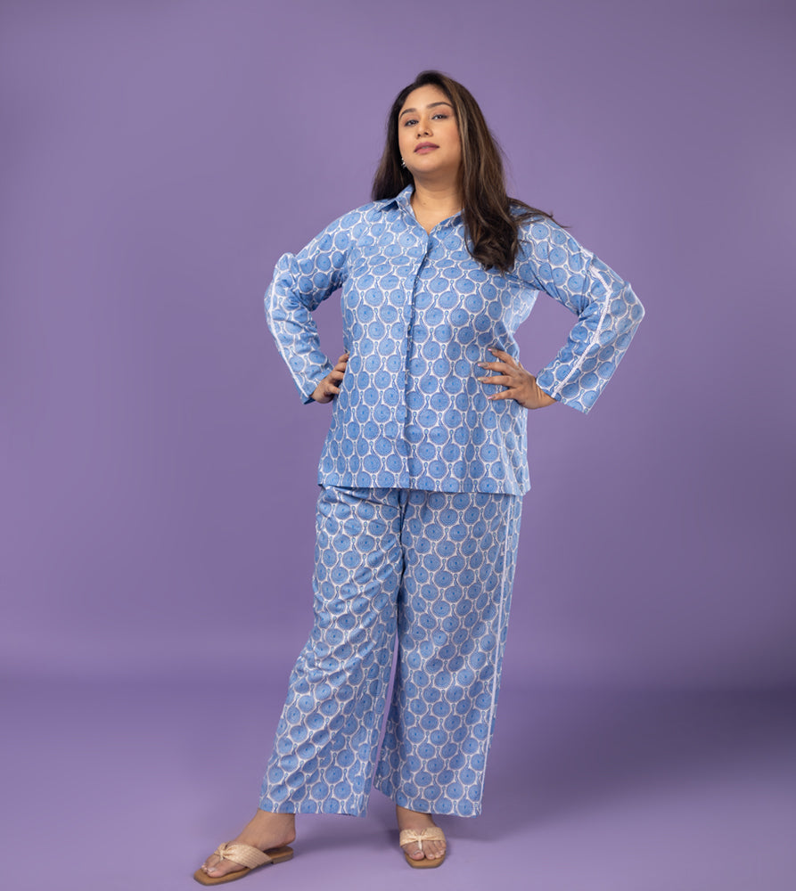 Plus Size Co-Ord Set | XL - 7XL | 100% Cotton | Blue