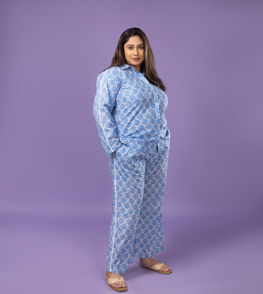 Plus Size Co-Ord Set | XL - 7XL | 100% Cotton | Blue