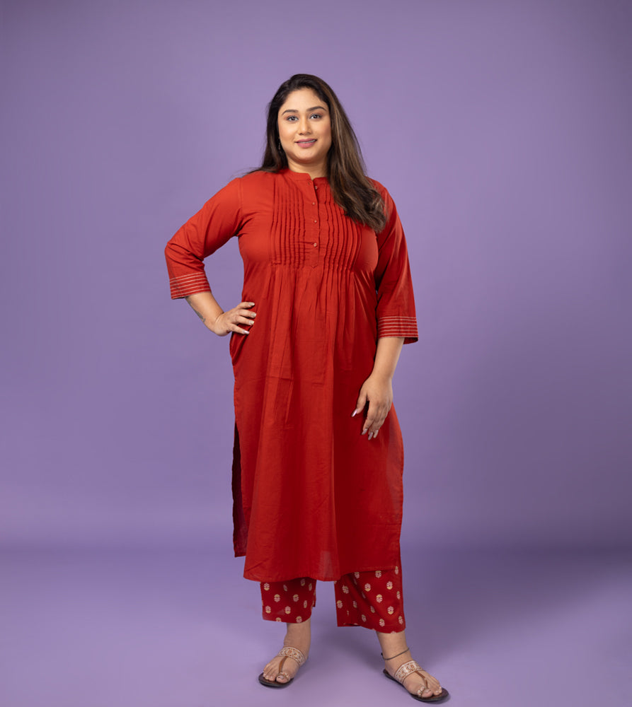 Plus Size Co-Ord Set | XL - 7XL | 100% Cotton | Brick Red