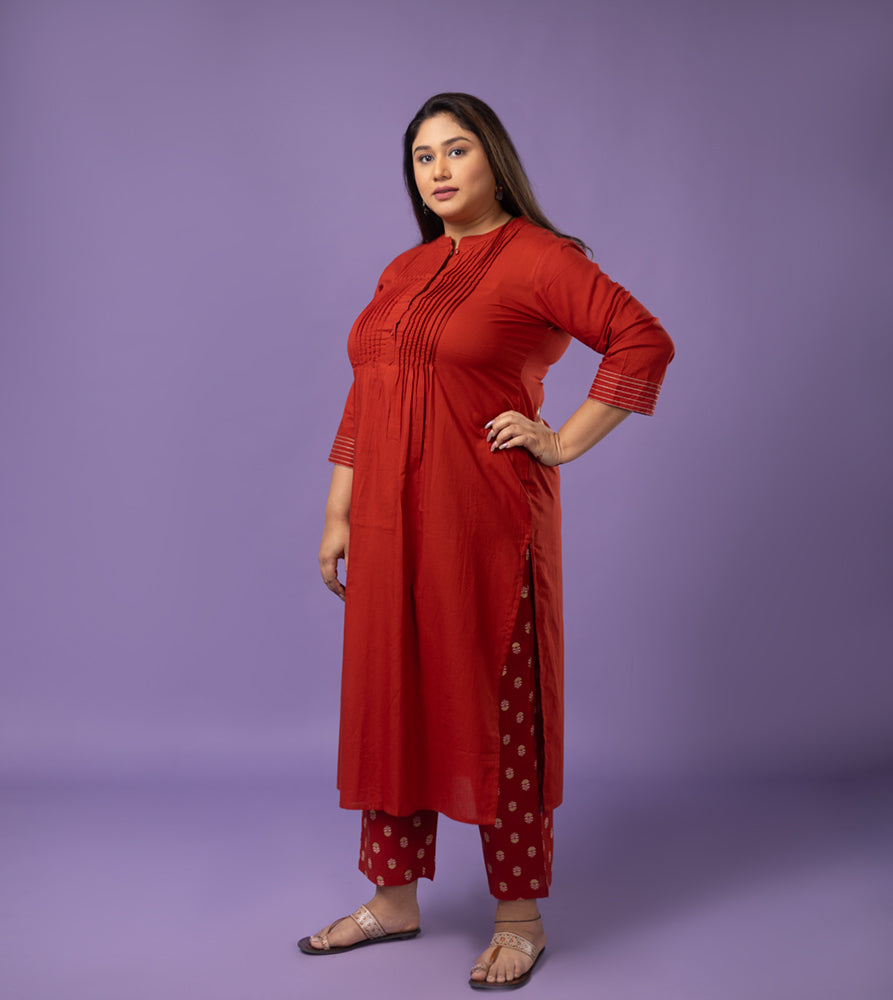 Plus Size Co-Ord Set | XL - 7XL | 100% Cotton | Brick Red