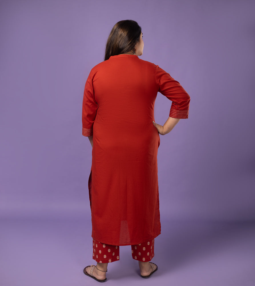 Plus Size Co-Ord Set | XL - 7XL | 100% Cotton | Brick Red