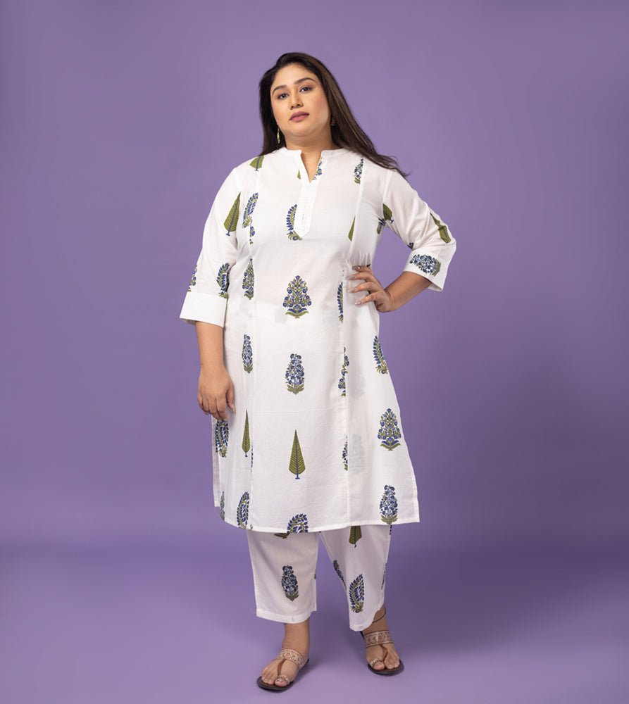Plus Size Co-Ord Set | XL - 7XL | 100% Cotton | Off White