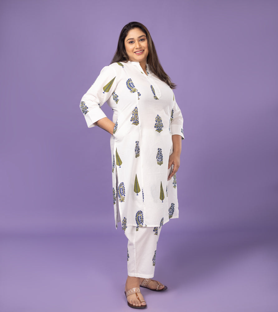 Plus Size Co-Ord Set | XL - 7XL | 100% Cotton | Off White