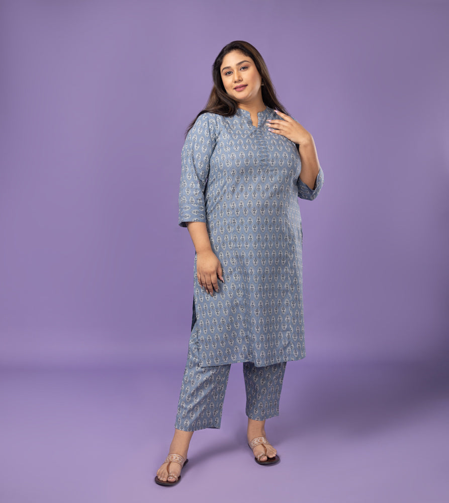 Plus Size Co-Ord Set | XL - 7XL | 100% Cotton | Blue