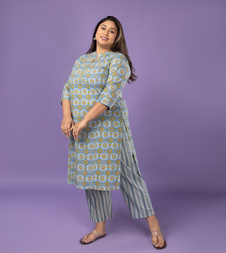 Plus Size Co-Ord Set | XL - 7XL | 100% Cotton | Blue
