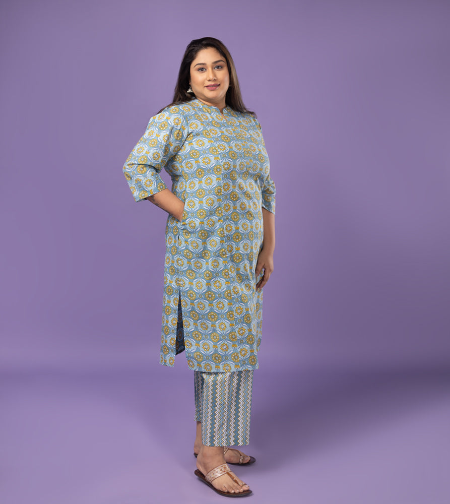 Plus Size Co-Ord Set | XL - 7XL | 100% Cotton | Blue