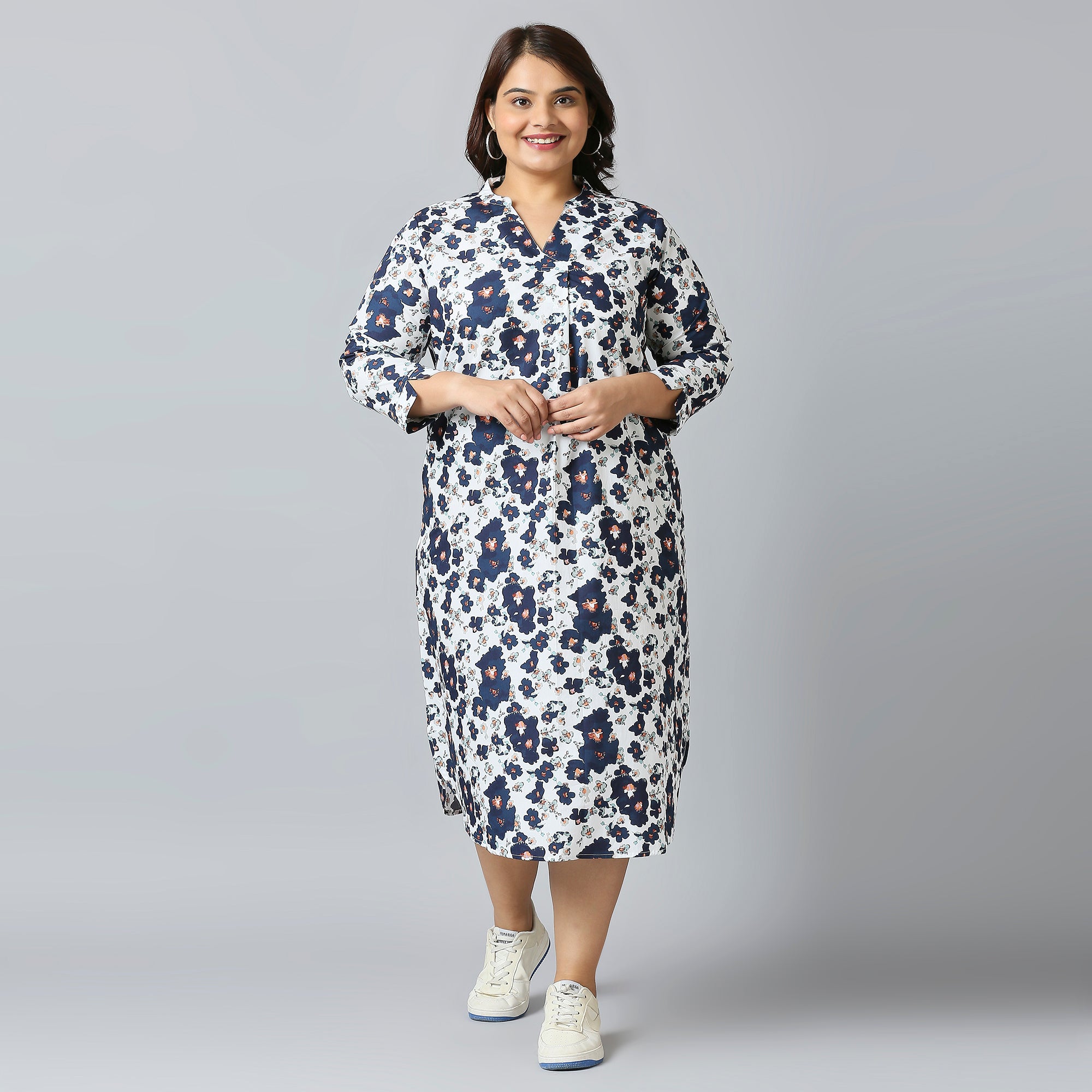 Plus Size Dress | 2XL - 8XL | 100% Cotton | Blue