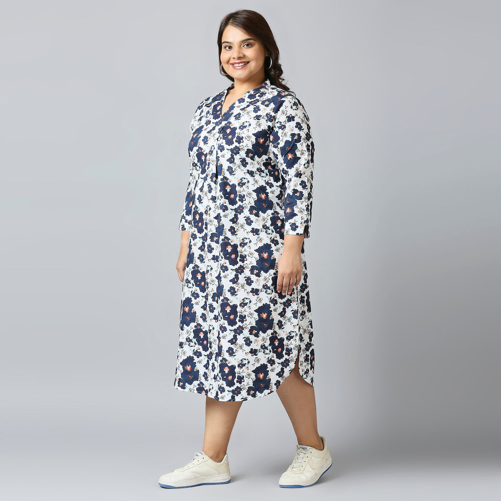 Plus Size Dress | 2XL - 8XL | 100% Cotton | Blue
