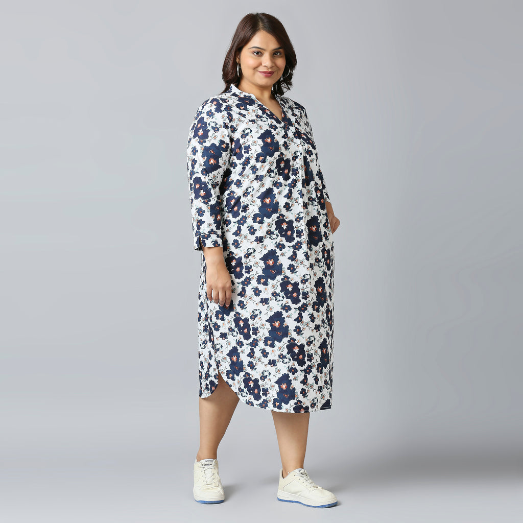 Plus Size Dress | 2XL - 8XL | 100% Cotton | Blue