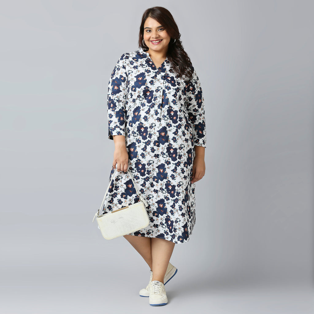 Plus Size Dress | 2XL - 8XL | 100% Cotton | Blue
