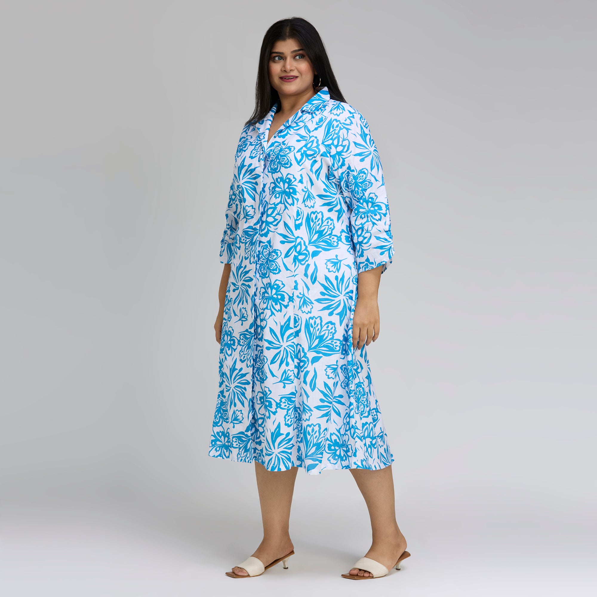 Plus Size Dress | 2XL-8XL | 100% Cotton | Blue