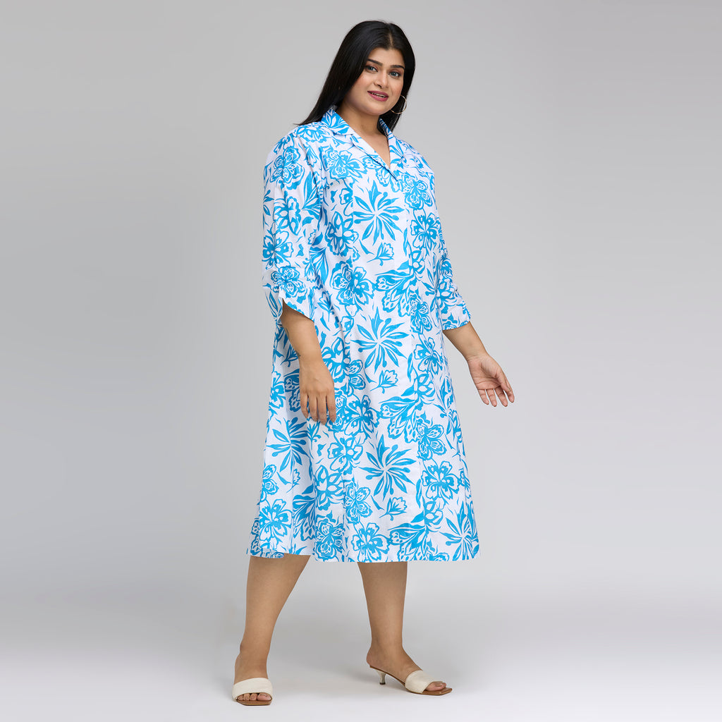 Plus Size Dress | 2XL-8XL | 100% Cotton | Blue