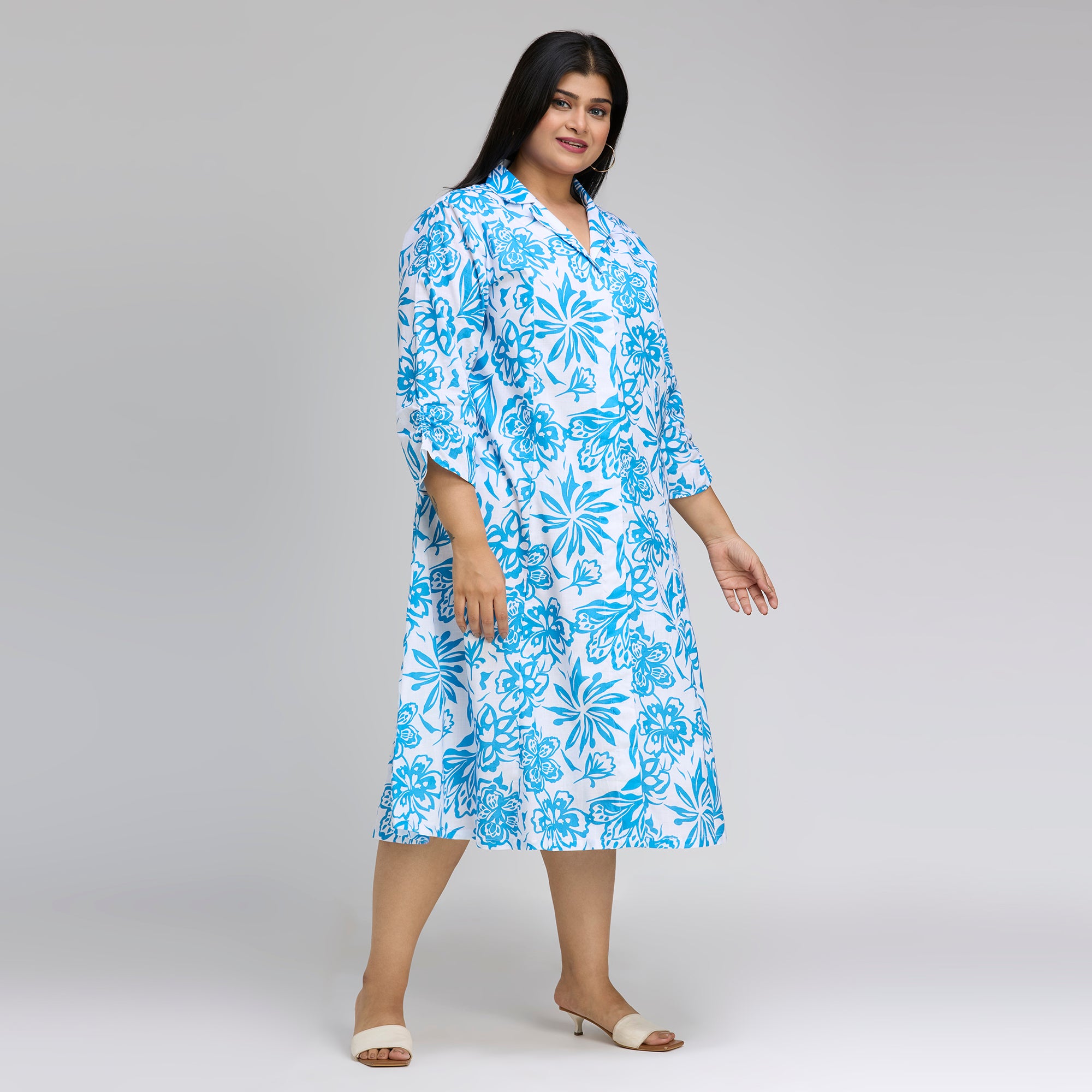 Plus Size Dress | 2XL-8XL | 100% Cotton | Blue