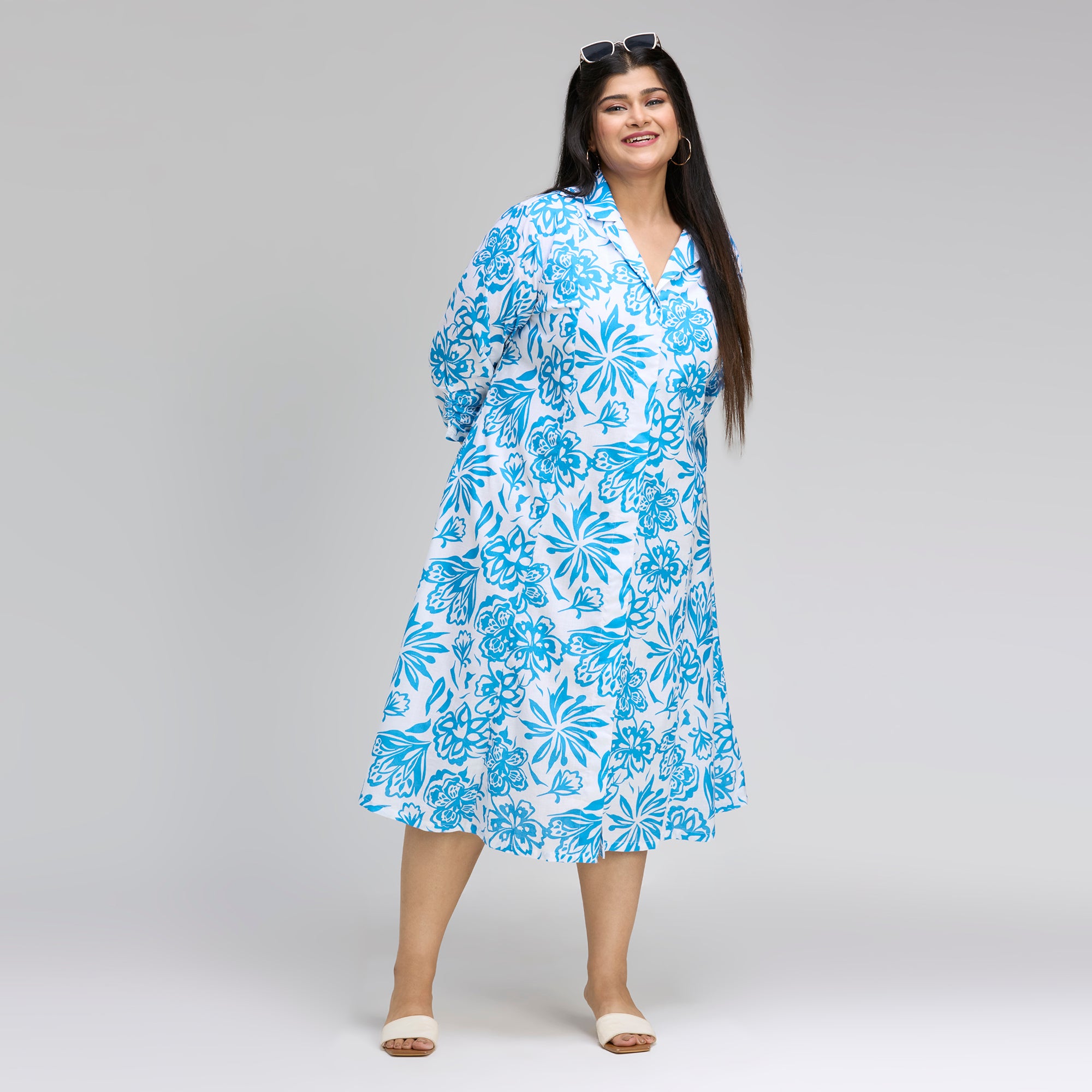 Plus Size Dress | 2XL-8XL | 100% Cotton | Blue