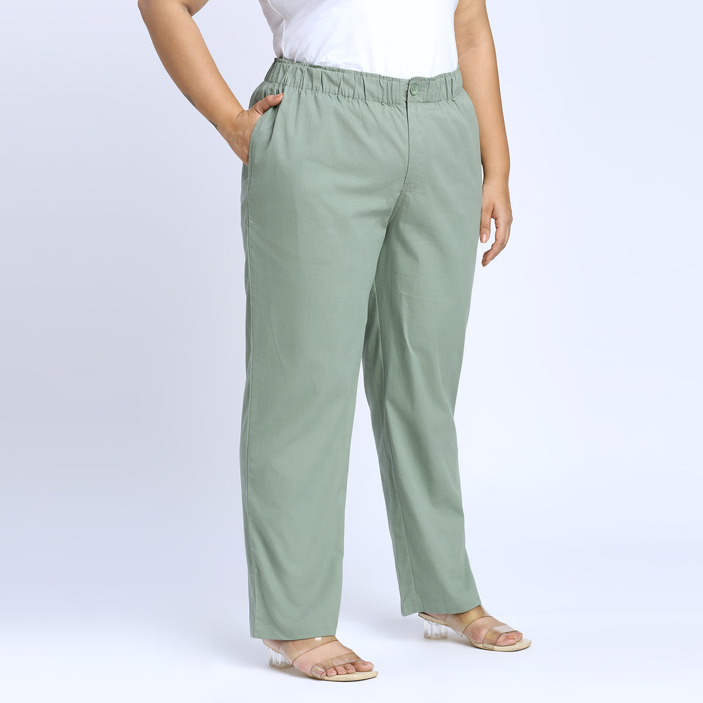 Plus Size Pant | 2XL - 8XL | 100% Cotton | Sage Green