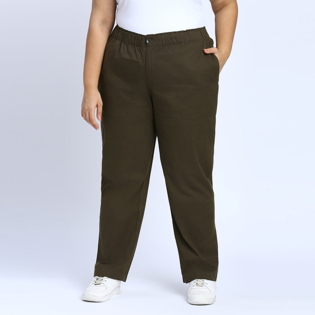 Plus Size Pant | 2XL - 8XL | 100% Cotton | Olive Green
