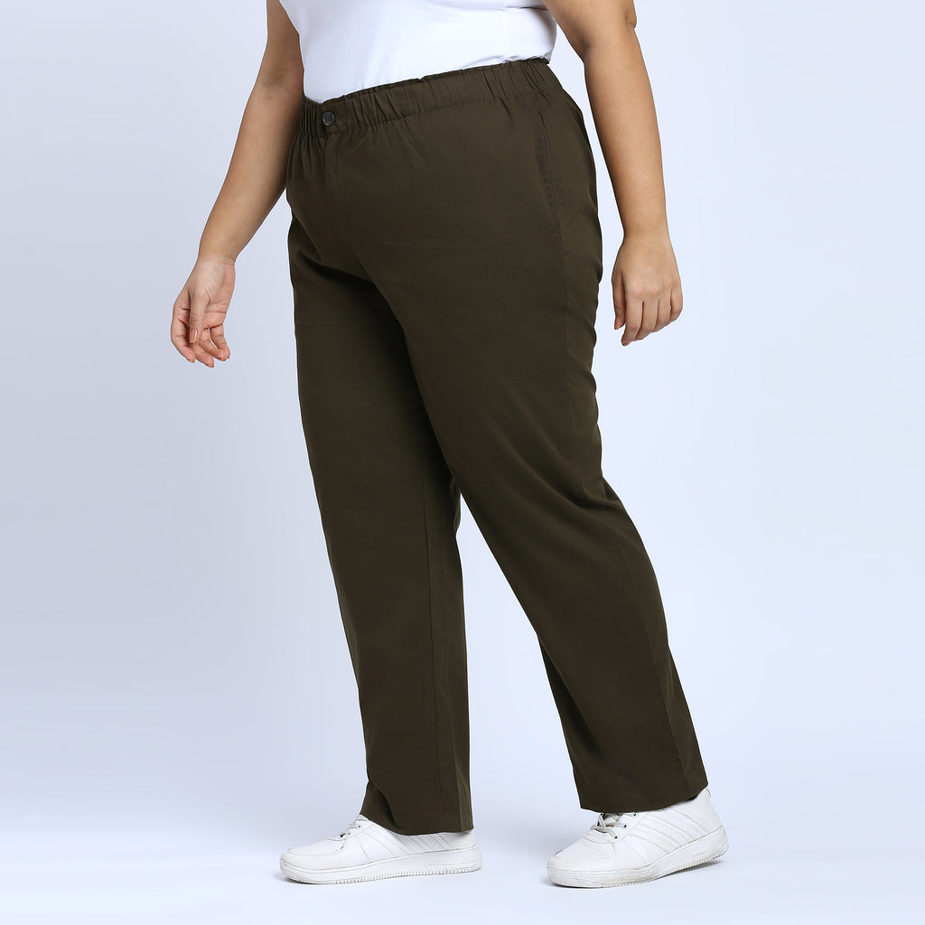 Plus Size Pant | 2XL - 8XL | 100% Cotton | Olive Green