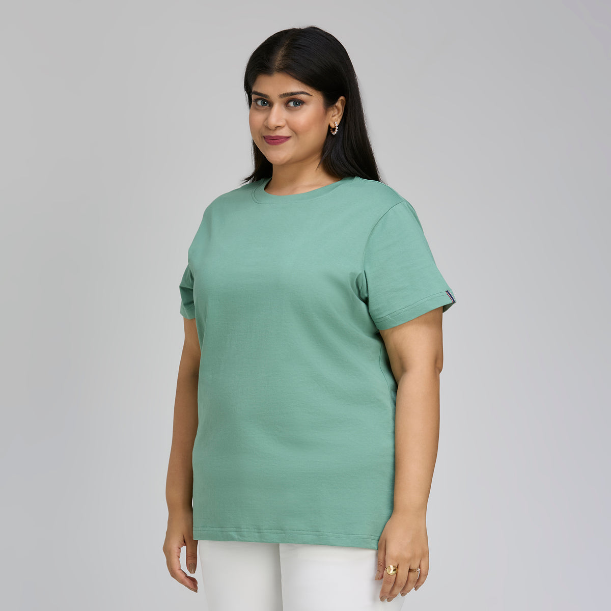 Women |Plus Size |3Xl-9Xl |100% Cotton |Half Sleeve |Solid |Pistachio Green |Core Tee