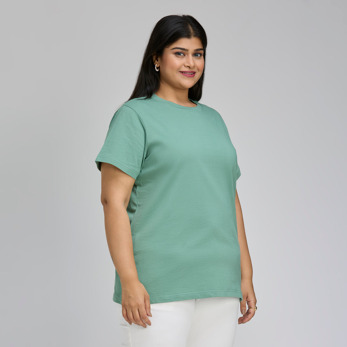 Women |Plus Size |3Xl-9Xl |100% Cotton |Half Sleeve |Solid |Pistachio Green |Core Tee