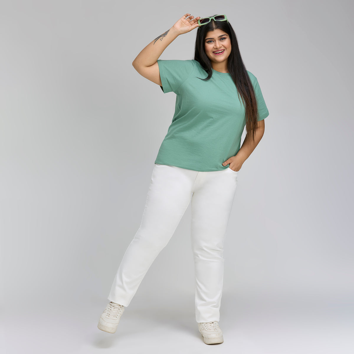Women |Plus Size |3Xl-9Xl |100% Cotton |Half Sleeve |Solid |Pistachio Green |Core Tee