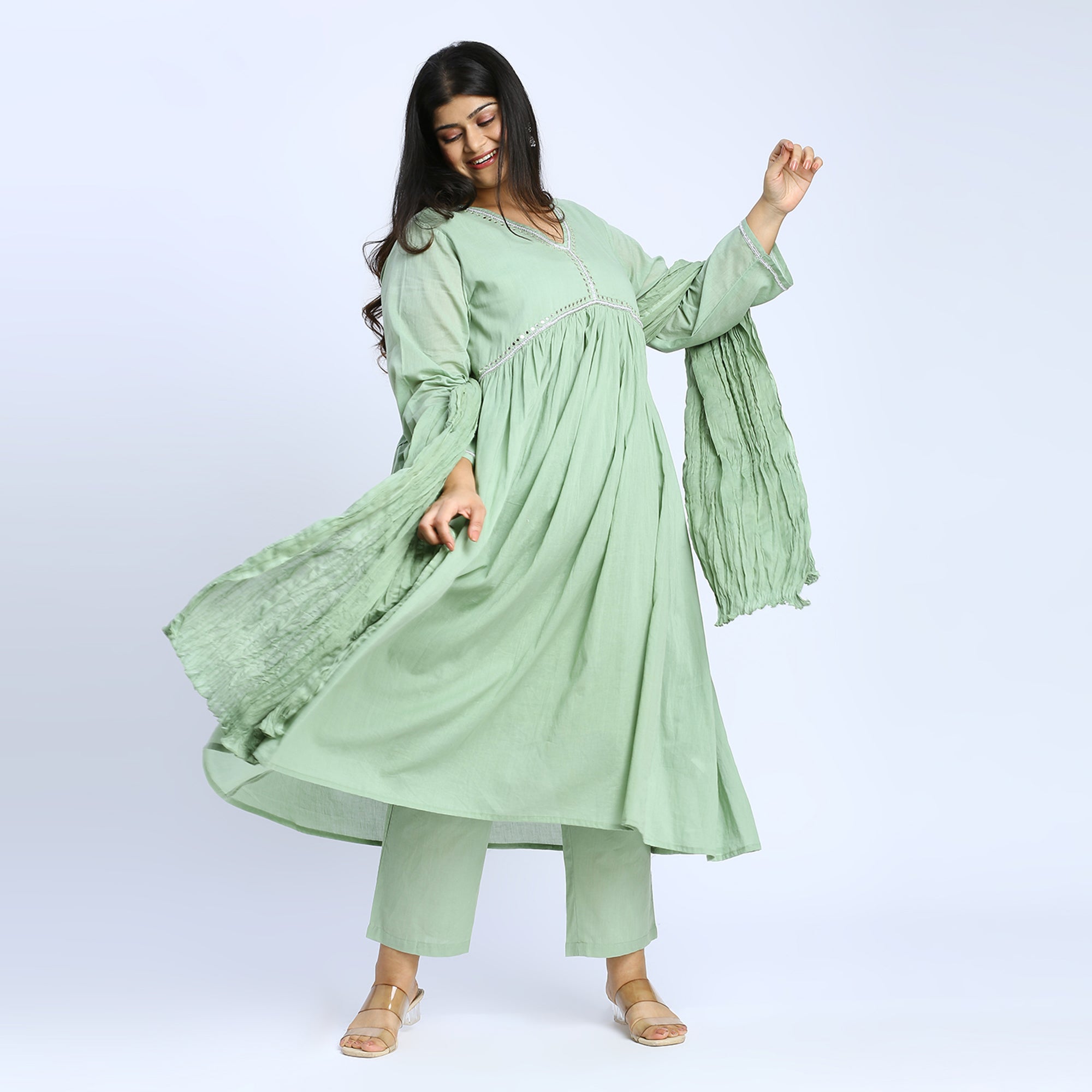 Sizeupp | Plus Size  Skd For Women | 2XL - 8XL | 100% Cotton | Solid | Mint Green