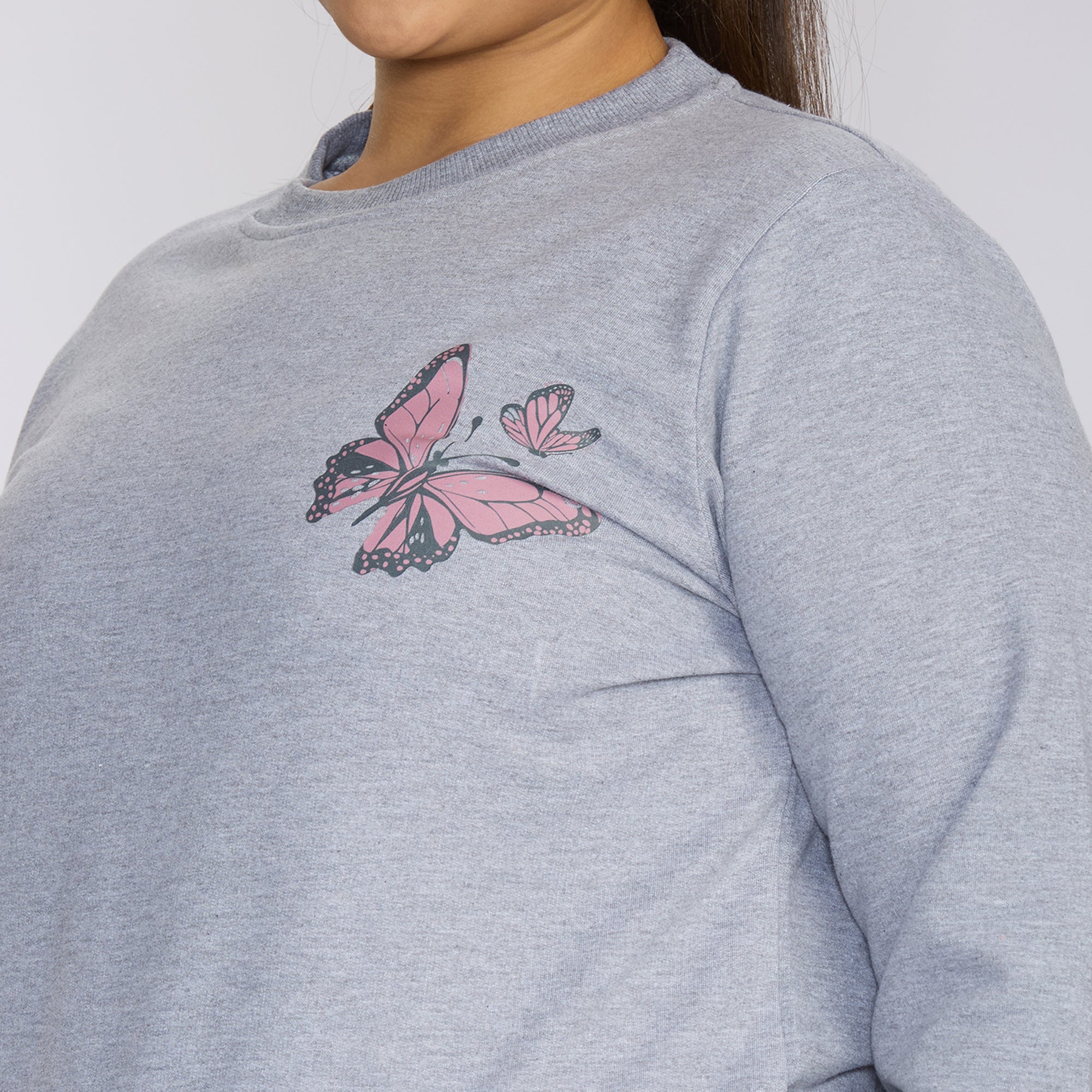 Sizeupp | Plus Size  Sweatshirt For Women | 2XL - 8XL |  | Solid | Grey Melange