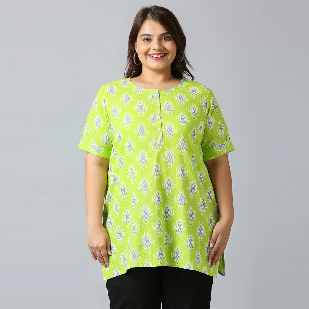 Plus Size Tunic | 2XL - 8XL | 100% Cotton | Lime