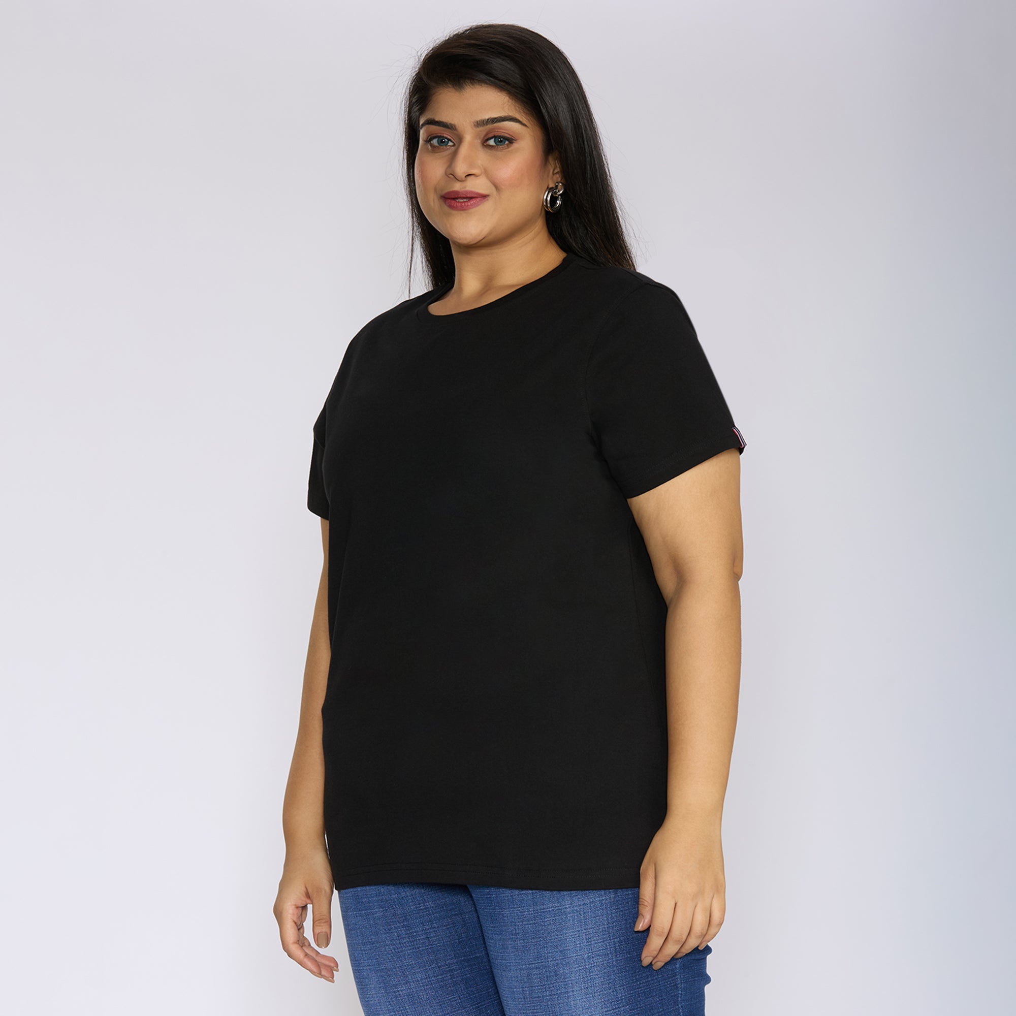 Sizeupp | Plus Size  Core Tee For Women | 2XL - 8XL | 100% Cotton | Solid | Black