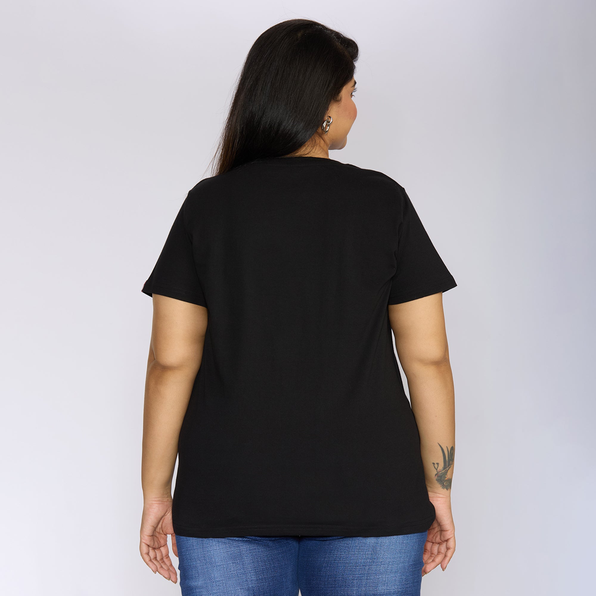 Sizeupp | Plus Size  Core Tee For Women | 2XL - 8XL | 100% Cotton | Solid | Black