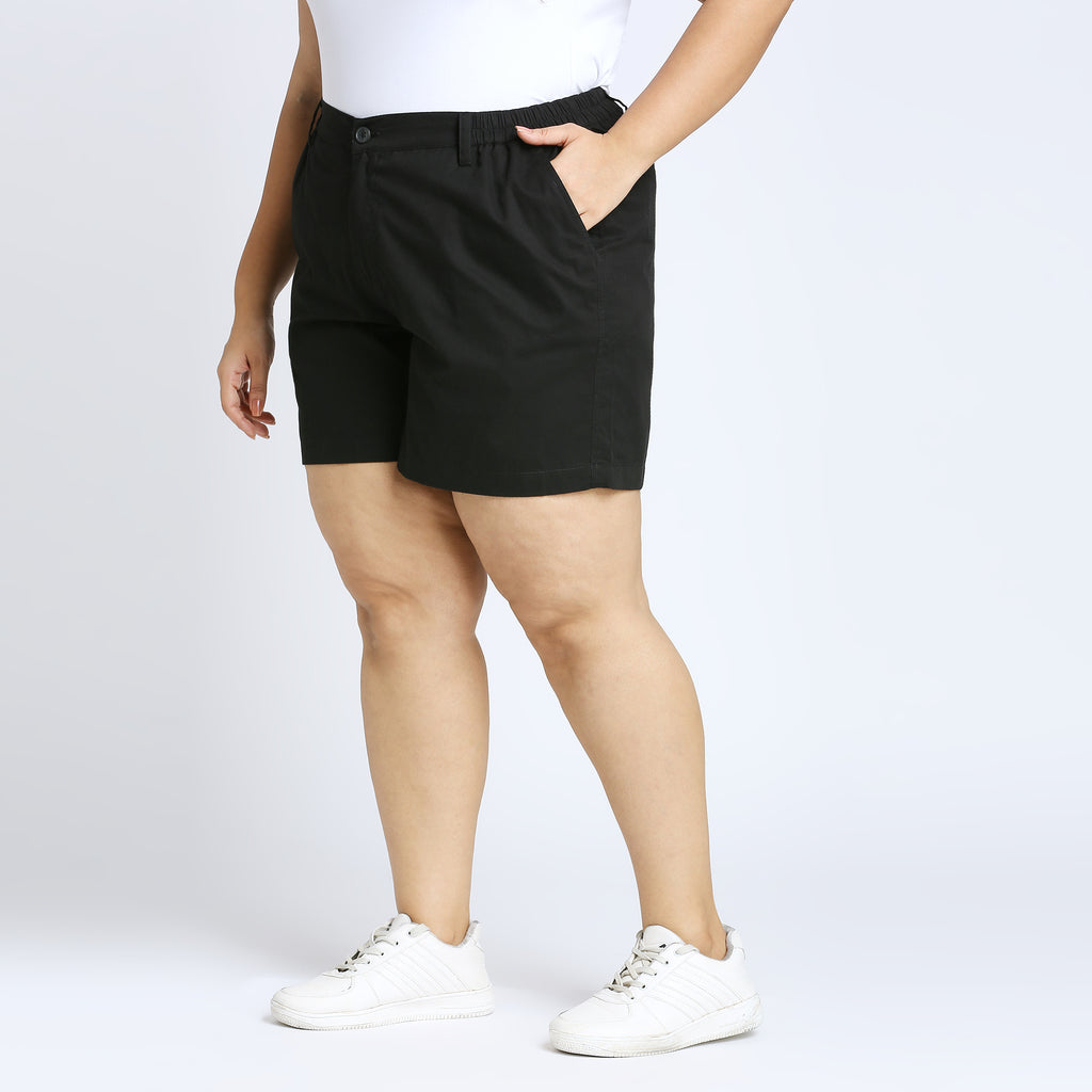 Plus Size Woven Short | 2XL - 8XL | 100% Cotton | Black