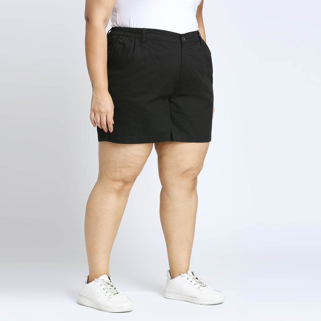 Plus Size Woven Short | 2XL - 8XL | 100% Cotton | Black