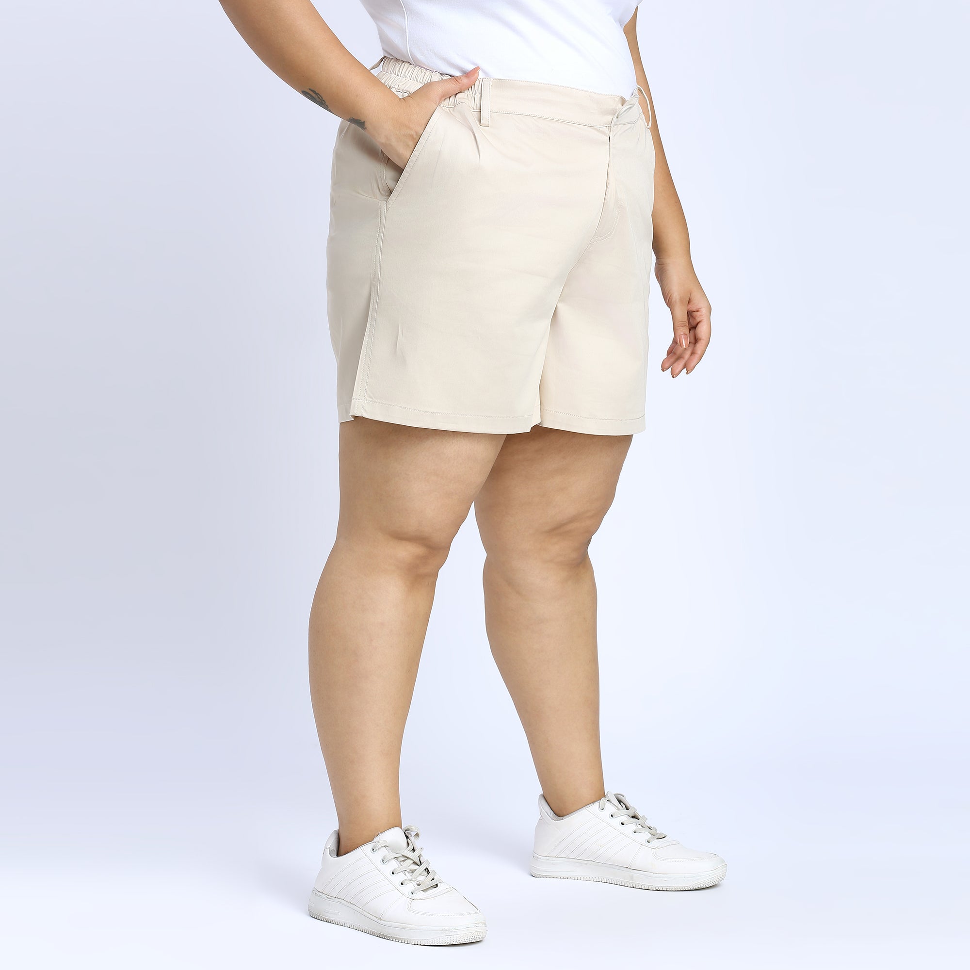 Plus Size Woven Short | 2XL - 8XL | 100% Cotton | Beige