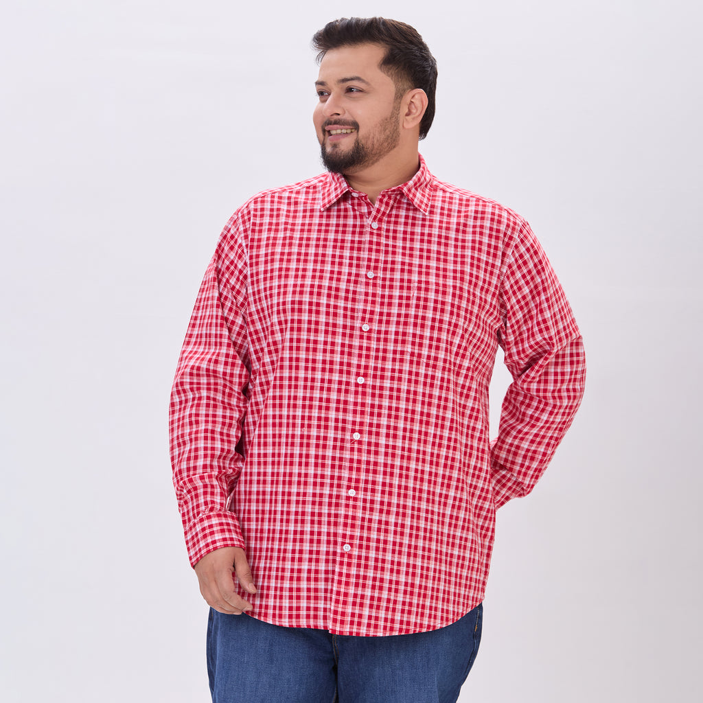 Plus Size Casual Shirt | 4XL-10XL | 100% Cotton | Red