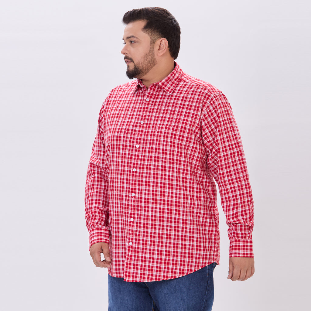 Plus Size Casual Shirt | 4XL-10XL | 100% Cotton | Red