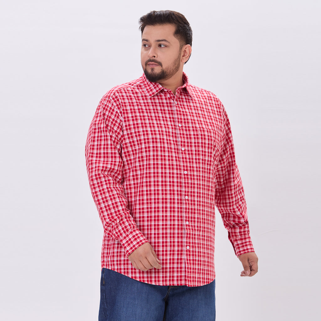 Plus Size Casual Shirt | 4XL-10XL | 100% Cotton | Red