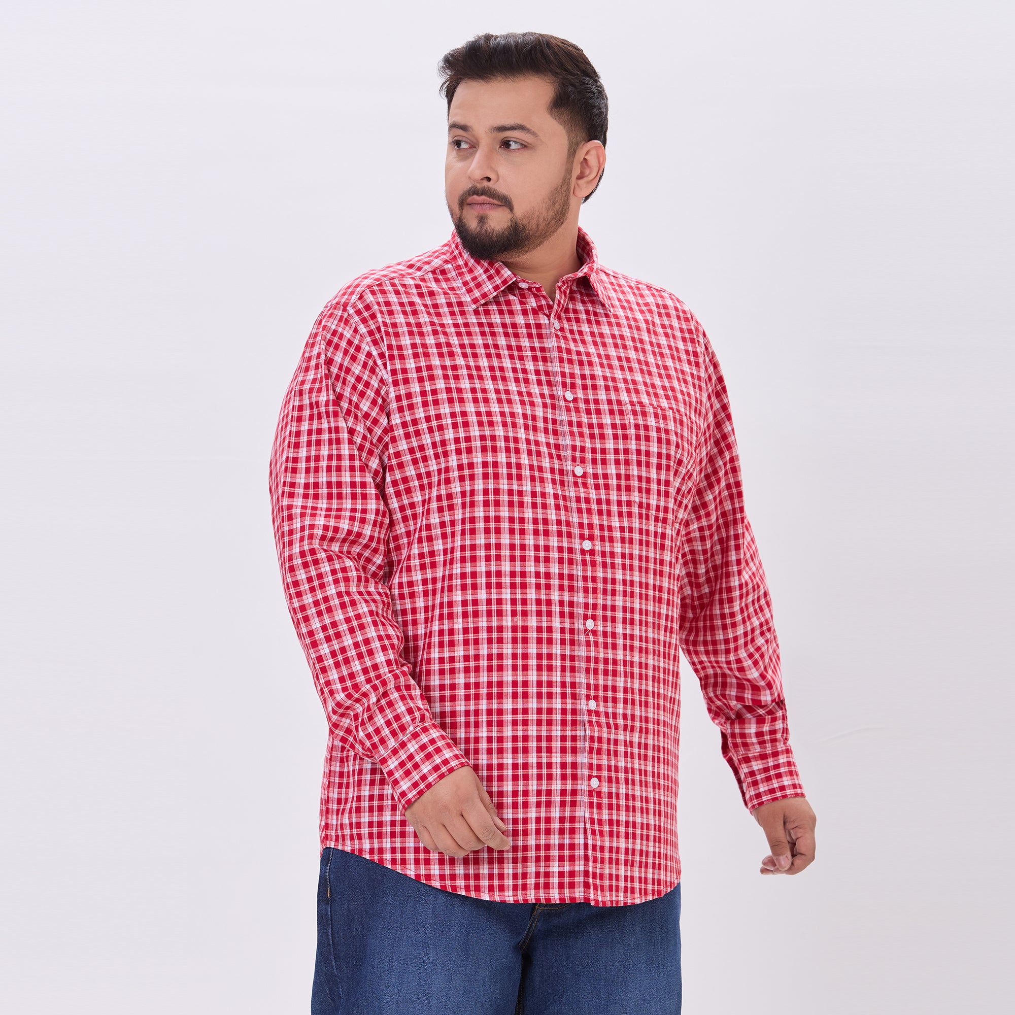 Plus Size Casual Shirt | 4XL-10XL | 100% Cotton | Red