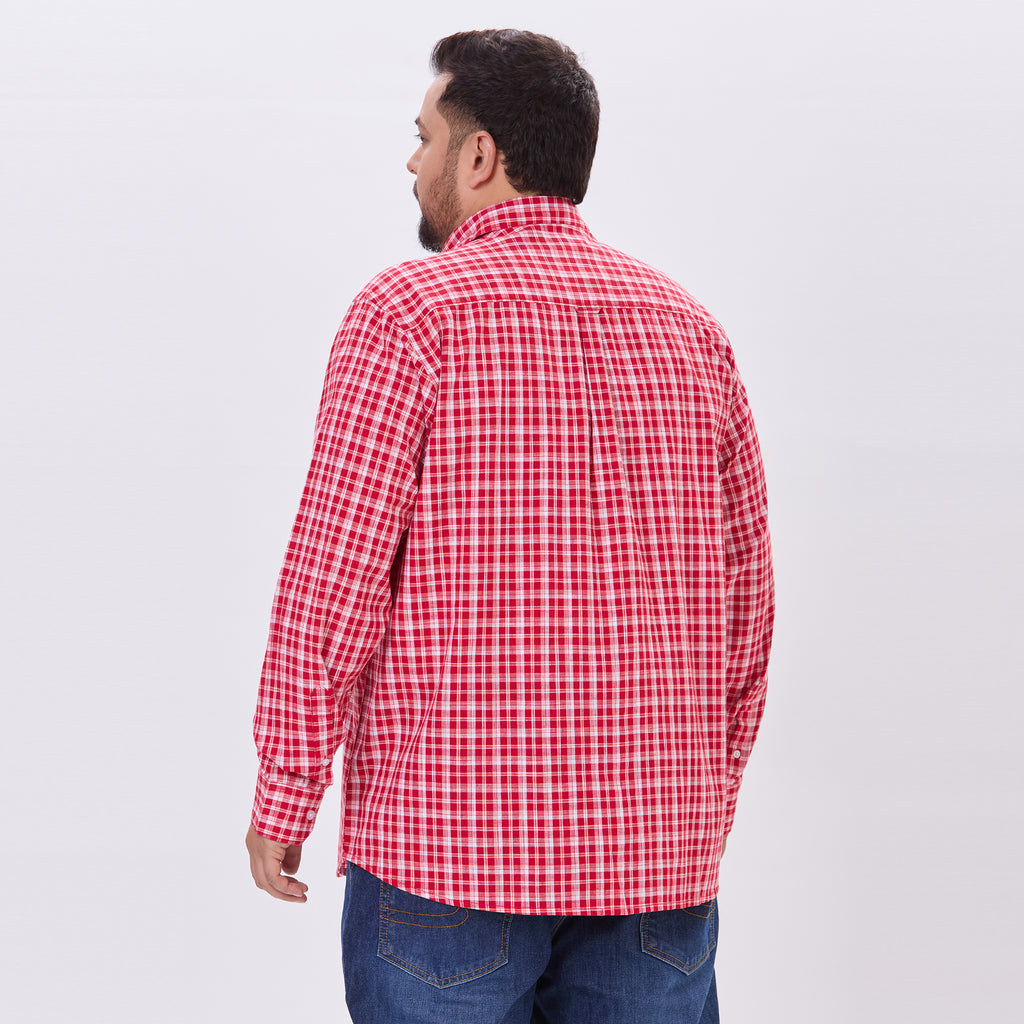 Plus Size Casual Shirt | 4XL-10XL | 100% Cotton | Red