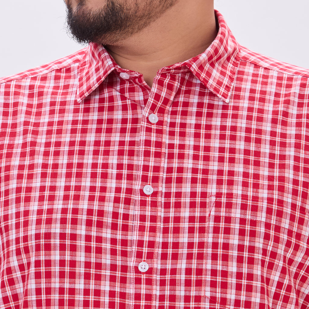 Plus Size Casual Shirt | 4XL-10XL | 100% Cotton | Red