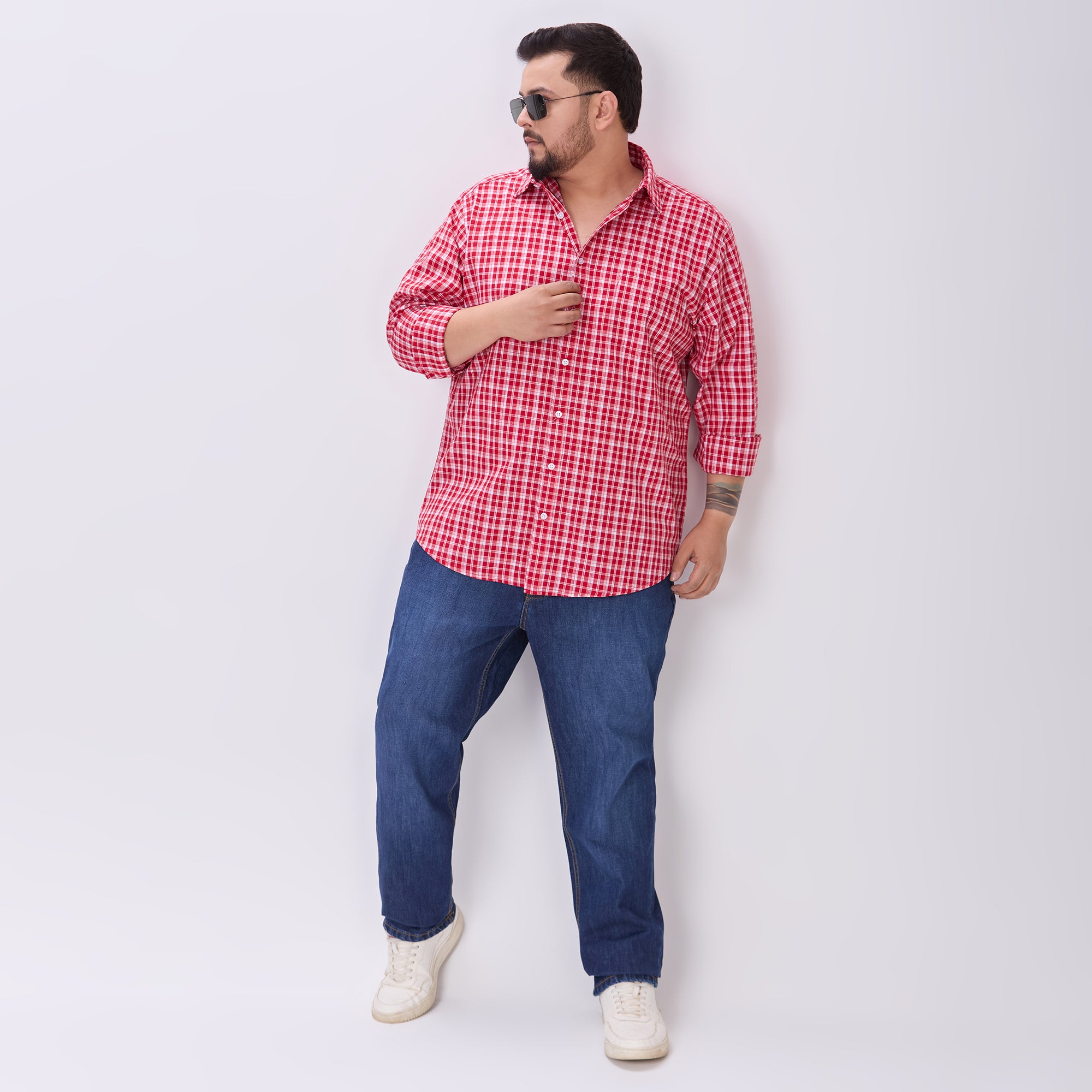 Plus Size Casual Shirt | 4XL-10XL | 100% Cotton | Red