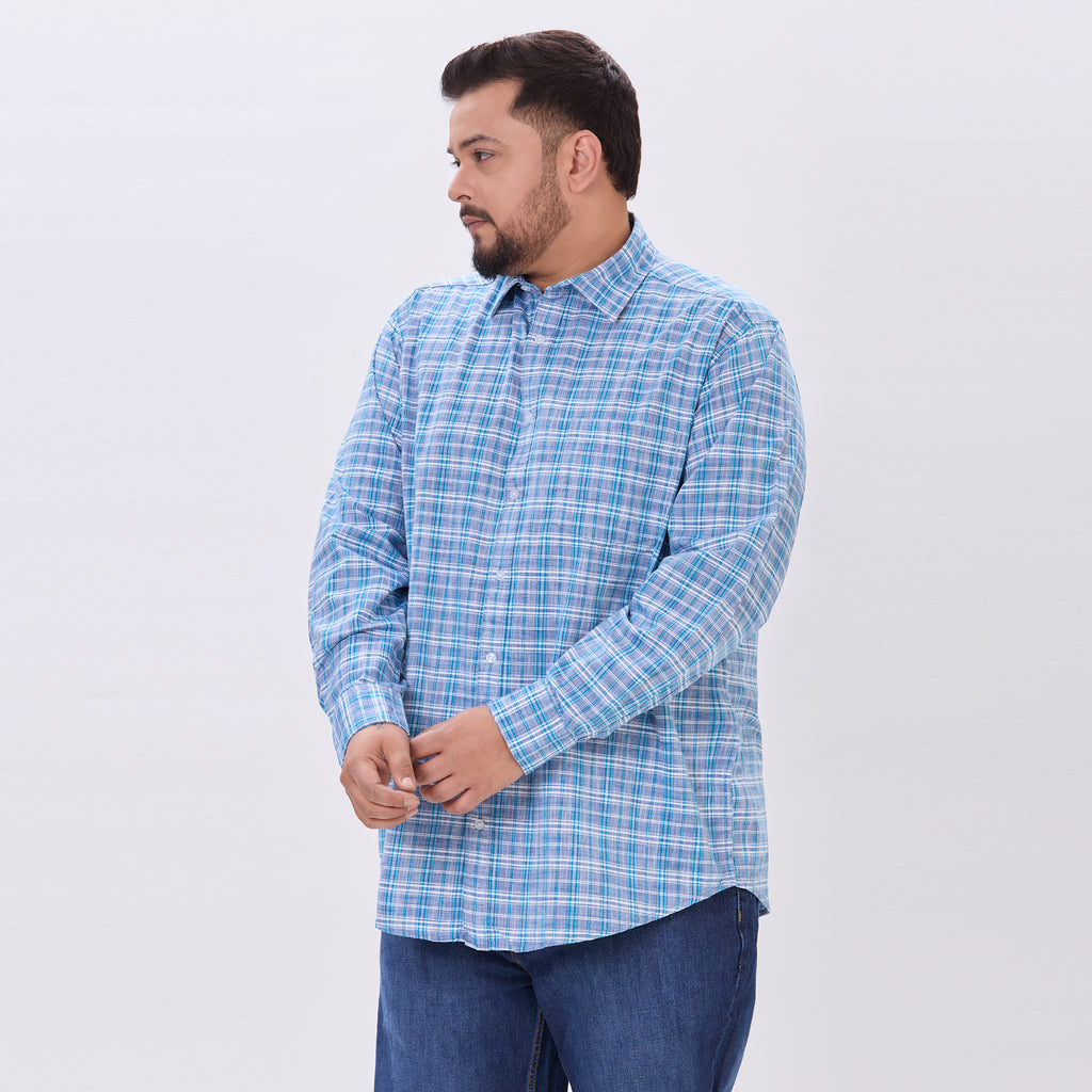 Plus Size Casual Shirt | 4XL-10XL | 100% Cotton | Blue