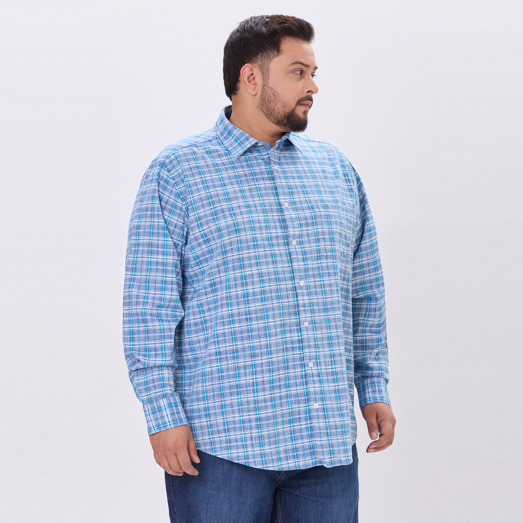Plus Size Casual Shirt | 4XL-10XL | 100% Cotton | Blue