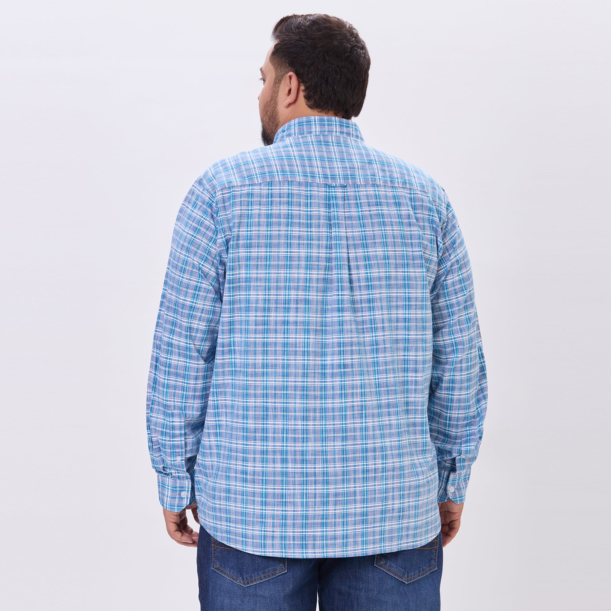 Plus Size Casual Shirt | 4XL-10XL | 100% Cotton | Blue