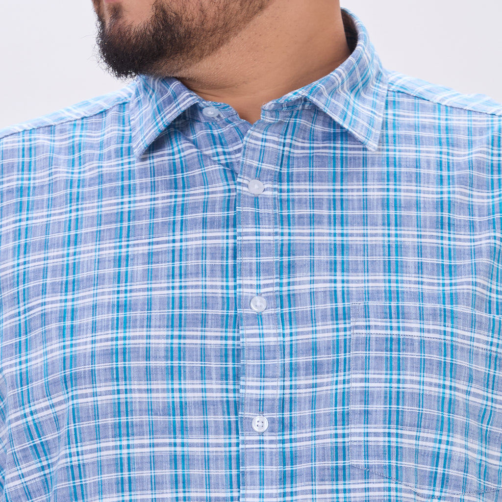 Plus Size Casual Shirt | 4XL-10XL | 100% Cotton | Blue