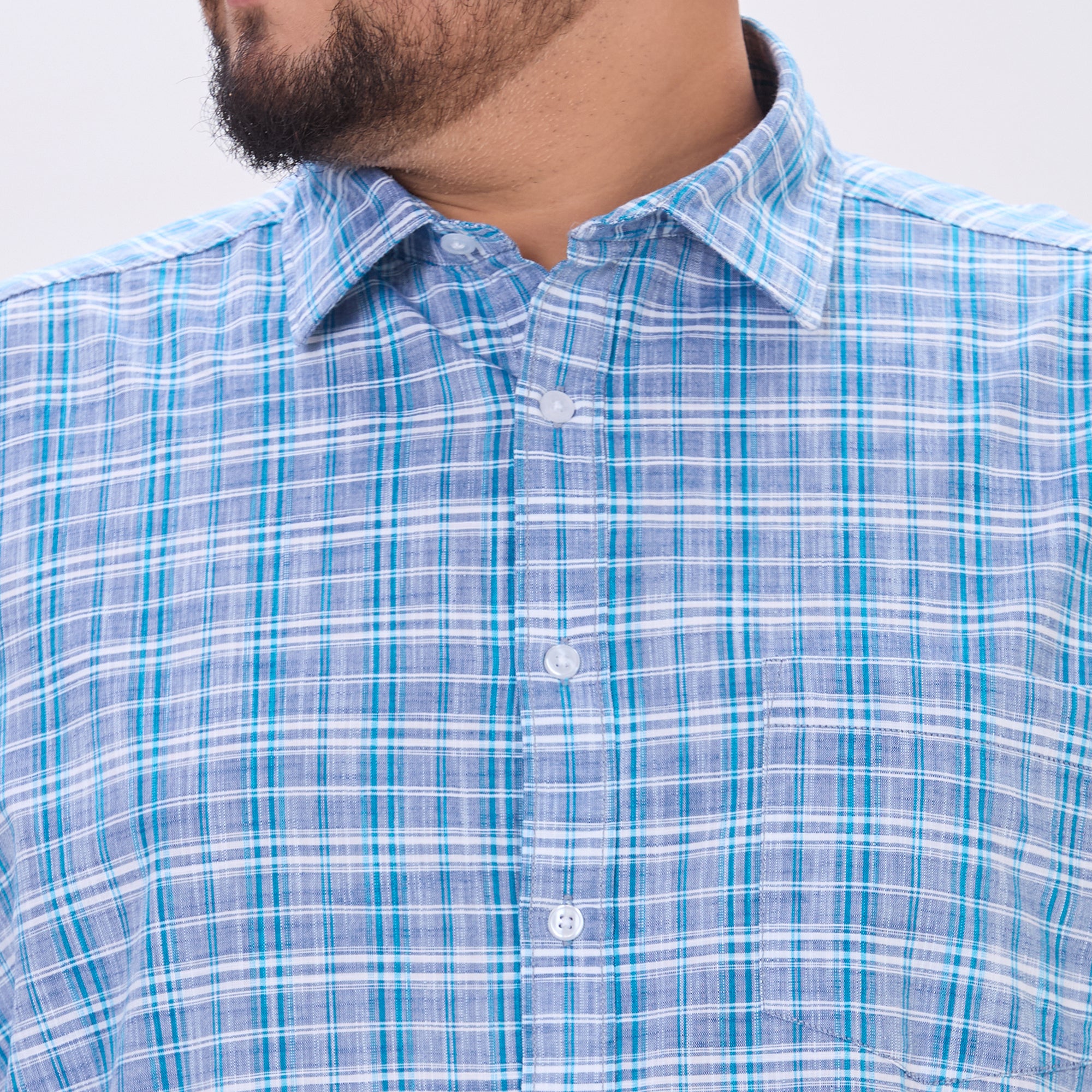 Plus Size Casual Shirt | 4XL-10XL | 100% Cotton | Blue