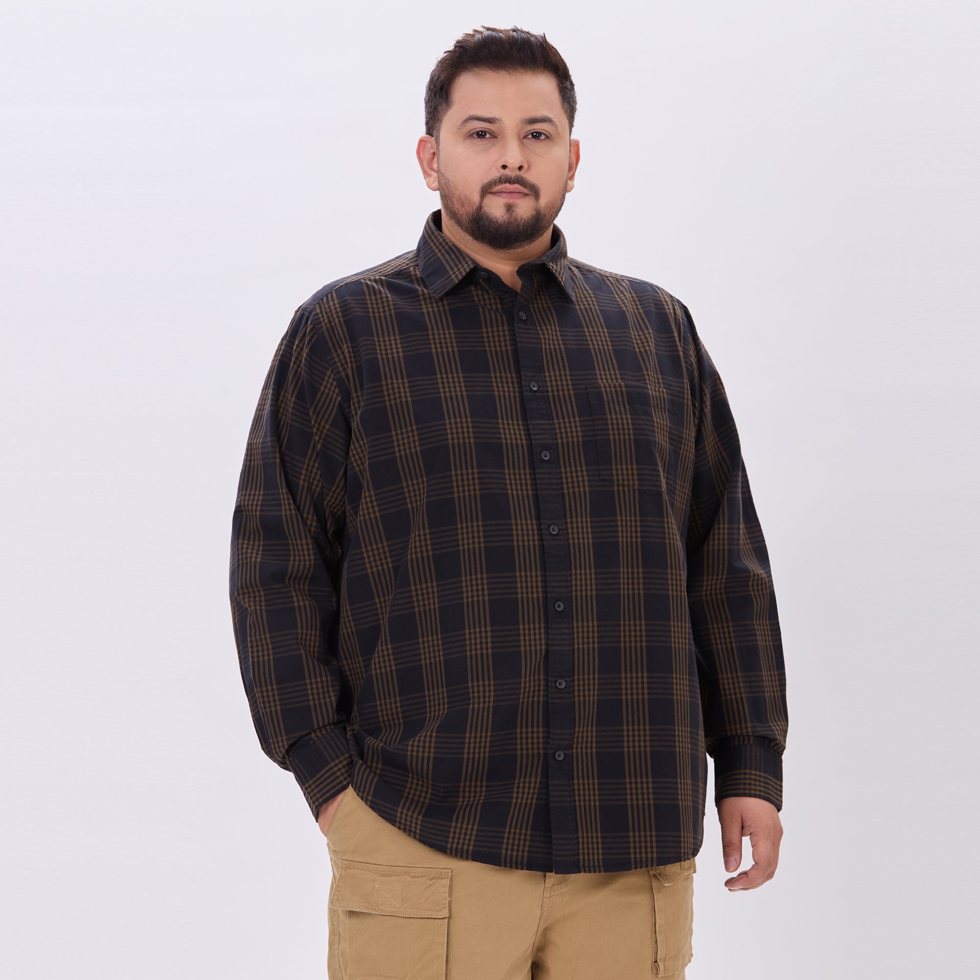 Plus Size Casual Shirt | 4XL-10XL | 100% Cotton | Black