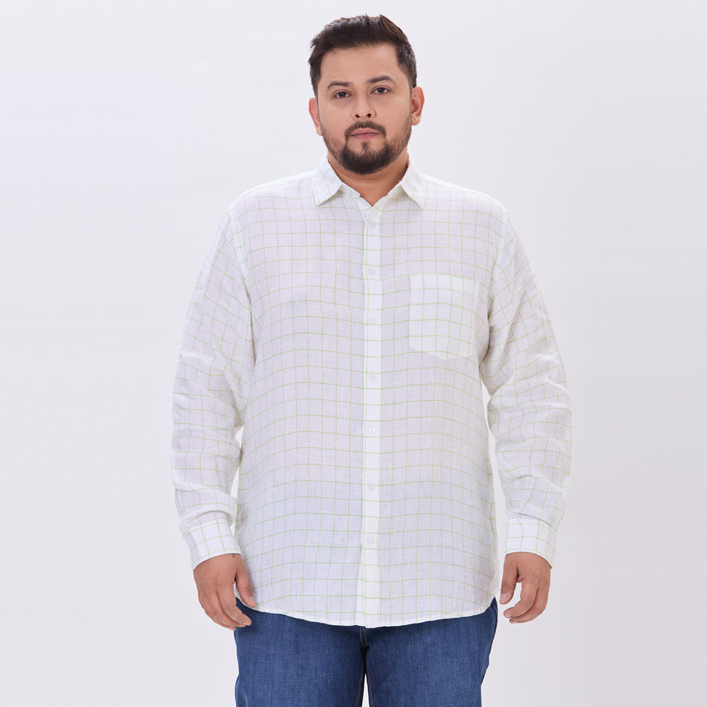 Plus Size Casual Shirt | 4XL-9XL | 100% Linen | White